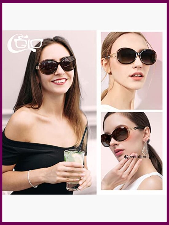 Polarized Oversized Sunglasses UV400 Protection Retro Frame main image 6